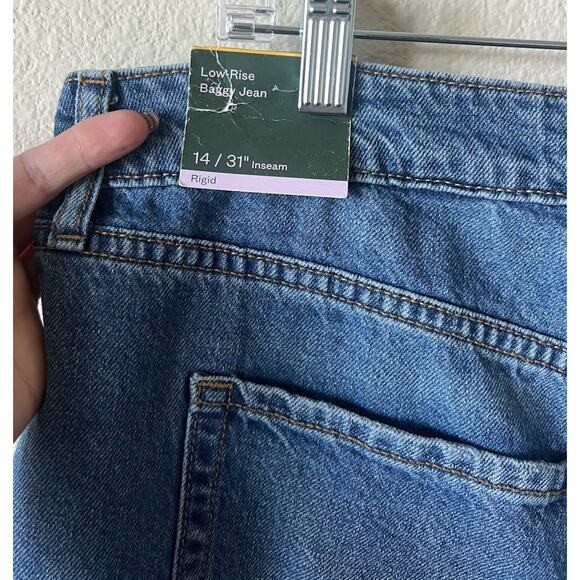 Y2K Baggy Low Rise Denim Jeans 14/R Wide Leg 90s Blue - Picture 5 of 8